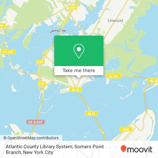 Mapa de Atlantic County Library System, Somers Point Branch