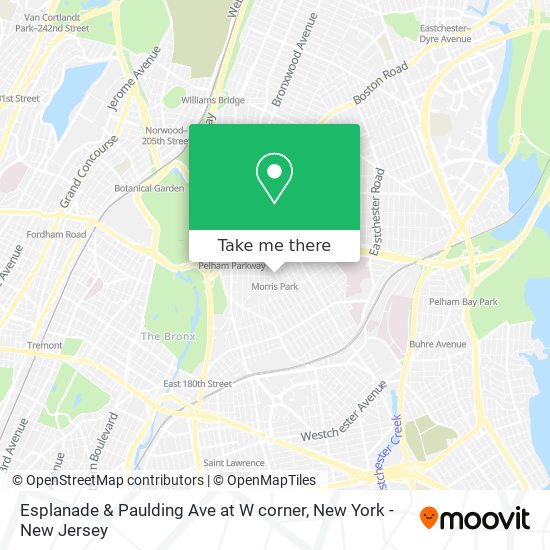 Esplanade & Paulding Ave at W corner map