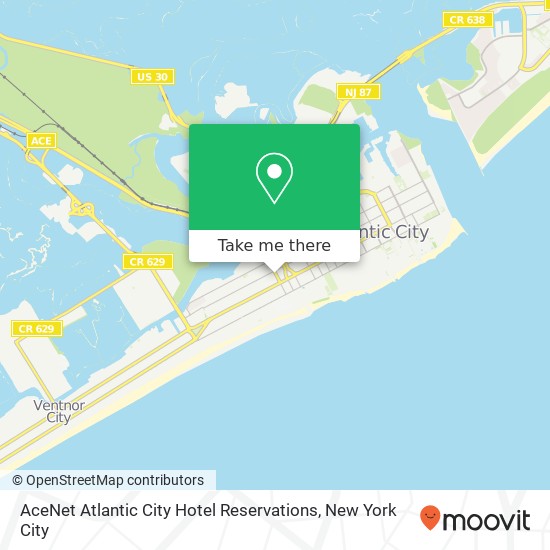 AceNet Atlantic City Hotel Reservations map