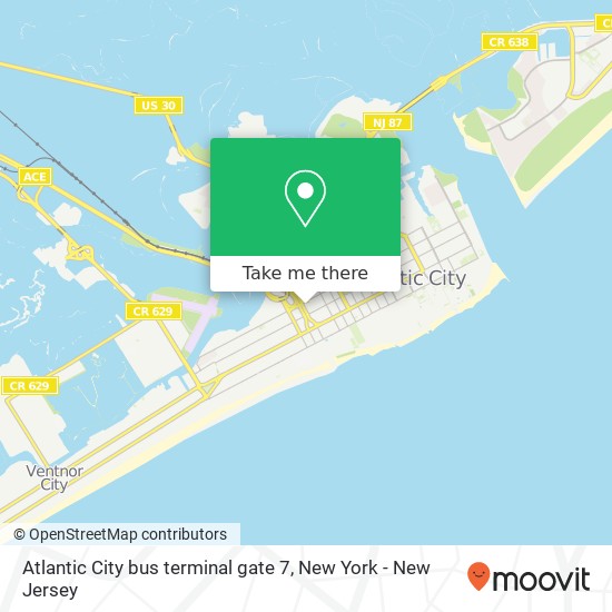 Mapa de Atlantic City bus terminal gate 7