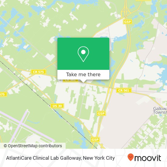 AtlantiCare Clinical Lab Galloway map