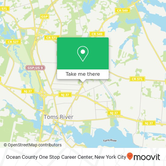 Ocean County One Stop Career Center map