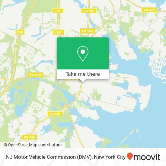 Mapa de NJ Motor Vehicle Commission (DMV)