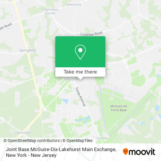 Joint Base McGuire-Dix-Lakehurst Main Exchange map