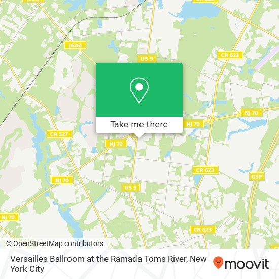 Versailles Ballroom at the Ramada Toms River map