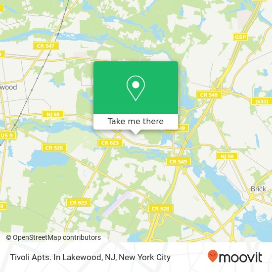 Tivoli Apts. In Lakewood, NJ map