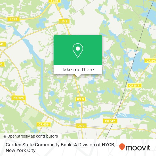 Garden State Community Bank- A Division of NYCB map