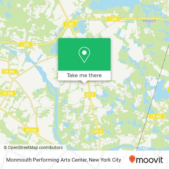 Mapa de Monmouth Performing Arts Center