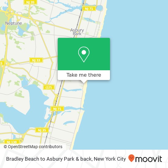 Mapa de Bradley Beach to Asbury Park & back