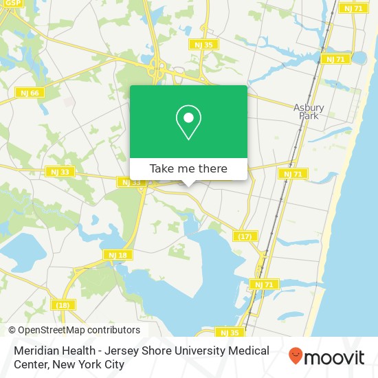 Meridian Health - Jersey Shore University Medical Center map