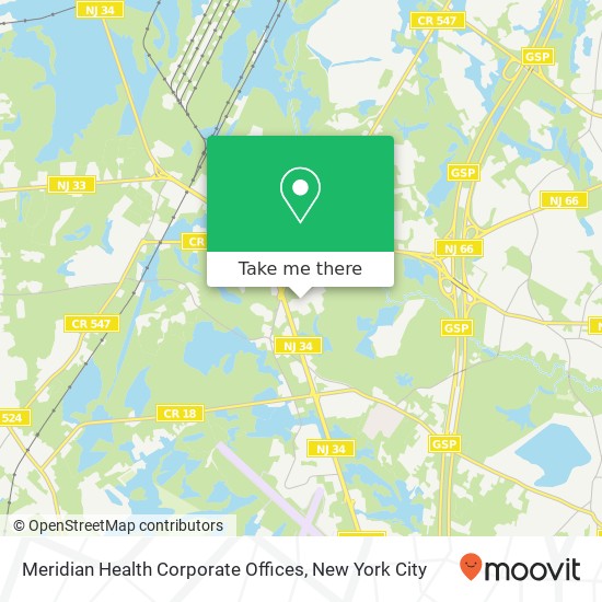 Meridian Health Corporate Offices map