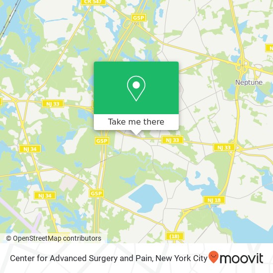 Center for Advanced Surgery and Pain map