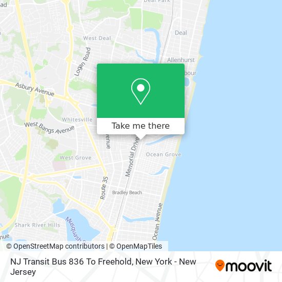 NJ Transit Bus 836 To Freehold map