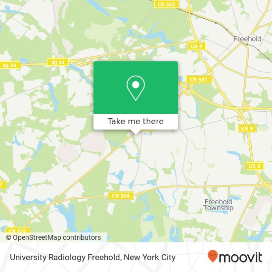 Mapa de University Radiology Freehold