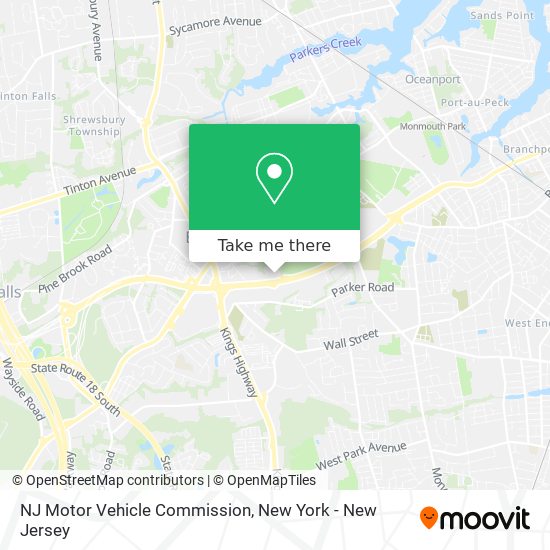 NJ Motor Vehicle Commission map