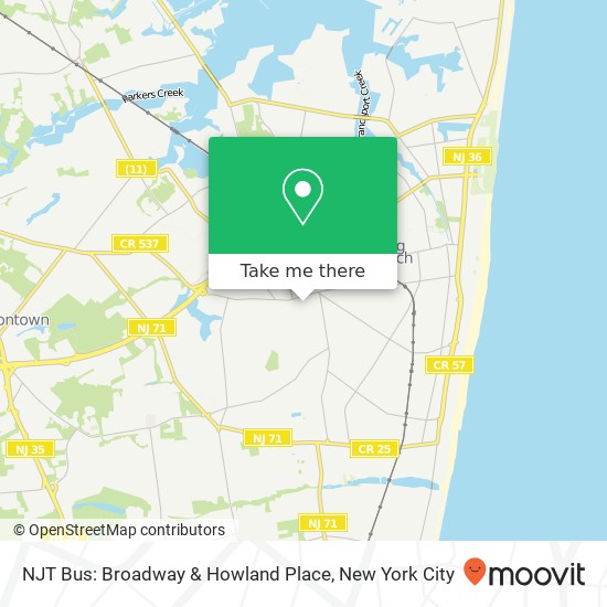 NJT Bus: Broadway & Howland Place map