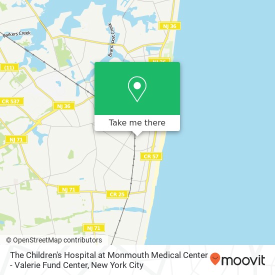 Mapa de The Children's Hospital at Monmouth Medical Center - Valerie Fund Center