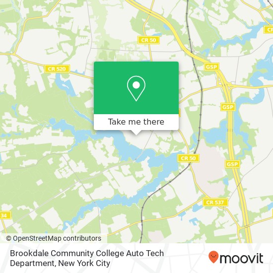 Brookdale Community College Auto Tech Department map