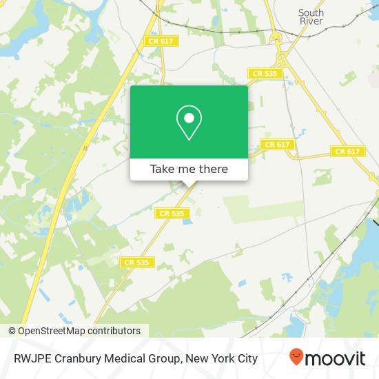 RWJPE Cranbury Medical Group map