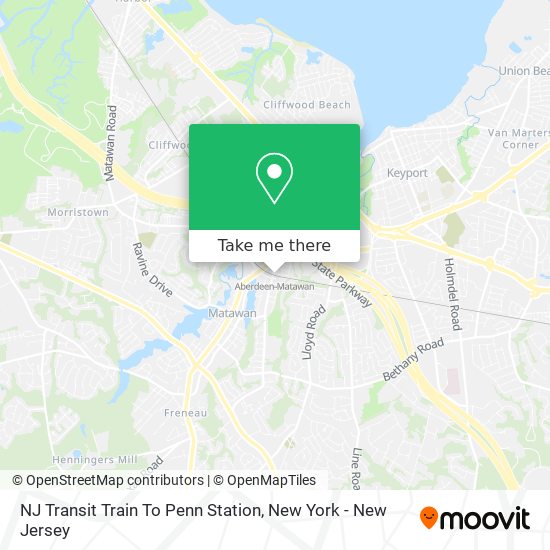 NJ Transit Train To Penn Station map