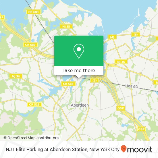 Mapa de NJT Elite Parking at Aberdeen Station