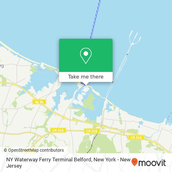 NY Waterway Ferry Terminal Belford map