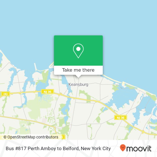 Bus #817 Perth Amboy to Belford map