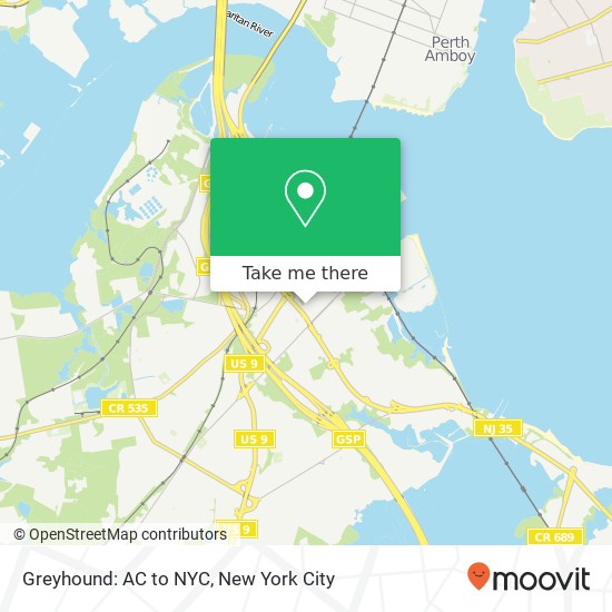 Mapa de Greyhound: AC to NYC