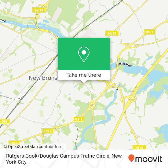 Mapa de Rutgers Cook / Douglas Campus Traffic Circle