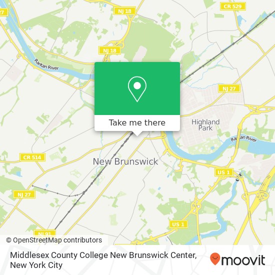 Middlesex County College New Brunswick Center map
