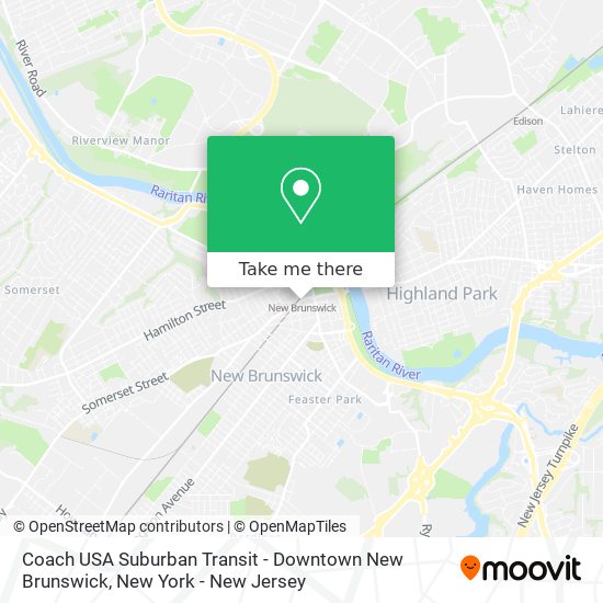 Mapa de Coach USA Suburban Transit - Downtown New Brunswick
