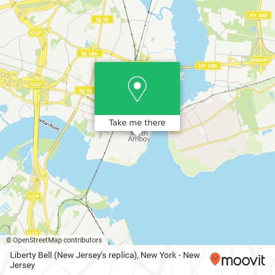 Liberty Bell (New Jersey's replica) map