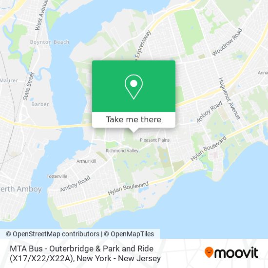 Mapa de MTA Bus - Outerbridge & Park and Ride (X17 / X22 / X22A)