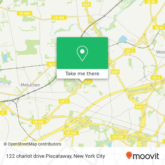 Mapa de 122 chariot drive Piscataway