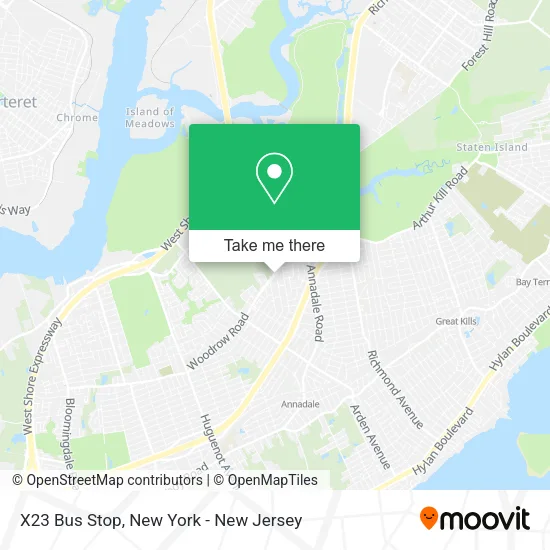X23 Bus Stop map