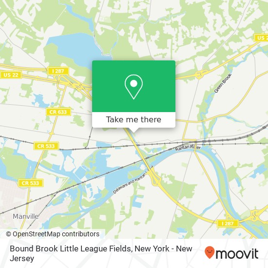 Bound Brook Little League Fields map