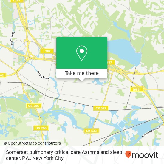 Mapa de Somerset pulmonary critical care Asthma and sleep center, P.A.