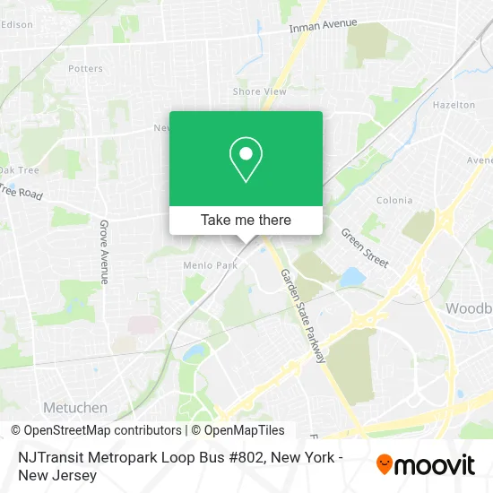 NJTransit Metropark Loop Bus #802 map