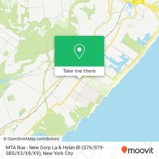 Mapa de MTA Bus - New Dorp La & Hylan Bl (S76 / S79-SBS / X3 / X8 / X9)