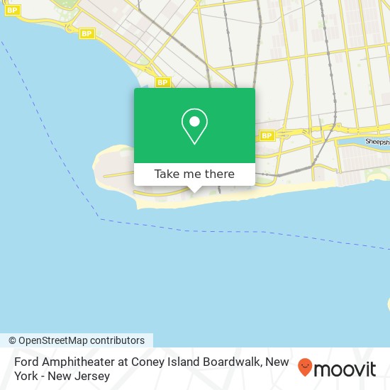 Ford Amphitheater at Coney Island Boardwalk map