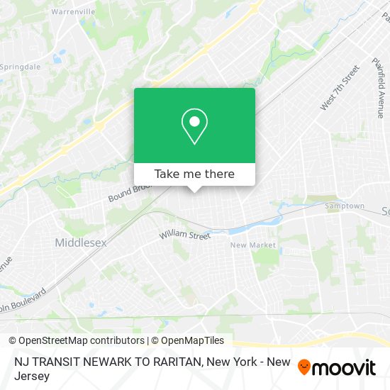 Mapa de NJ TRANSIT NEWARK TO RARITAN