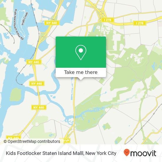 Mapa de Kids Footlocker Staten Island Malll