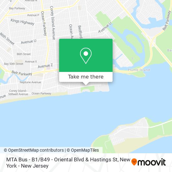 MTA Bus - B1 / B49 - Oriental Blvd & Hastings St map