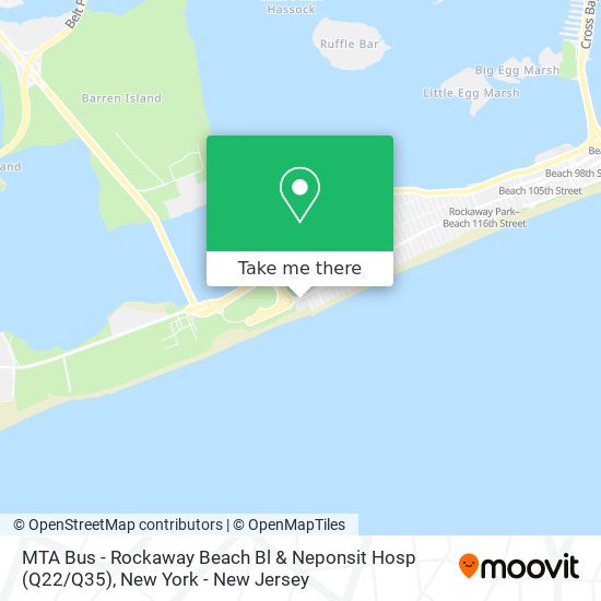 Mapa de MTA Bus - Rockaway Beach Bl & Neponsit Hosp (Q22 / Q35)