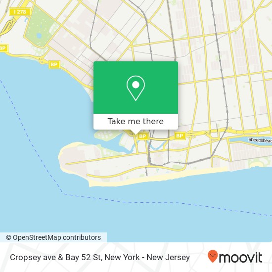 Cropsey ave & Bay 52 St map