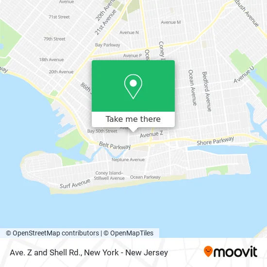 Ave. Z and Shell Rd. map