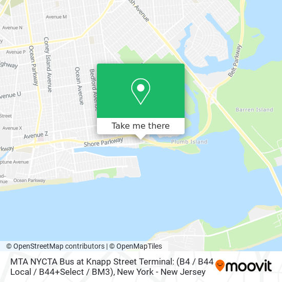 Mapa de MTA NYCTA Bus at Knapp Street Terminal: (B4 / B44 Local / B44+Select / BM3)