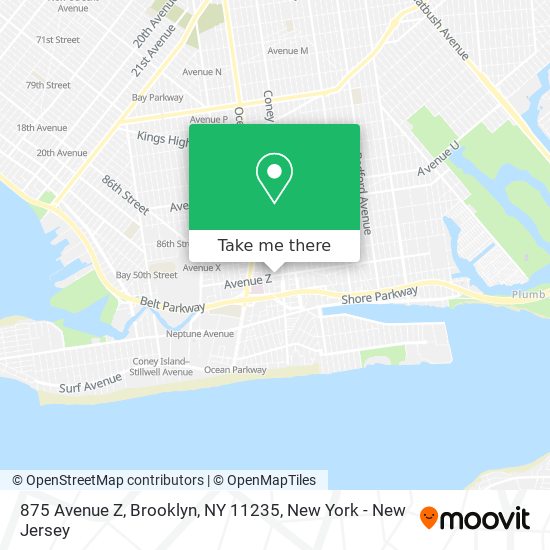 Mapa de 875 Avenue Z, Brooklyn, NY 11235