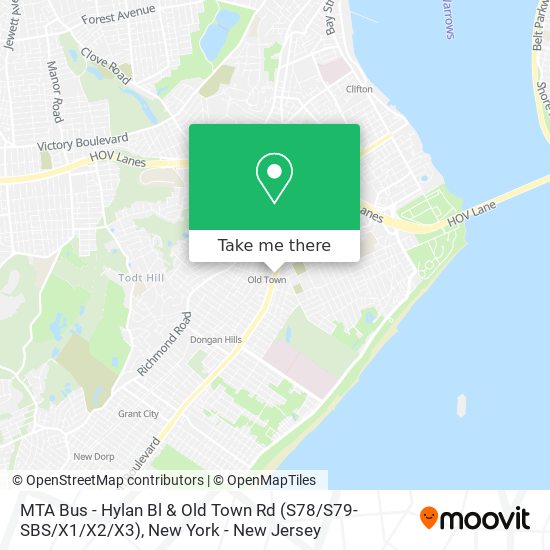 Mapa de MTA Bus - Hylan Bl & Old Town Rd (S78 / S79-SBS / X1 / X2 / X3)