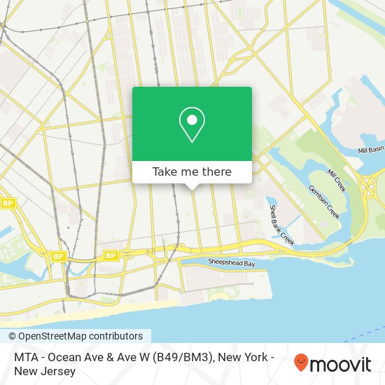 MTA - Ocean Ave & Ave W (B49 / BM3) map